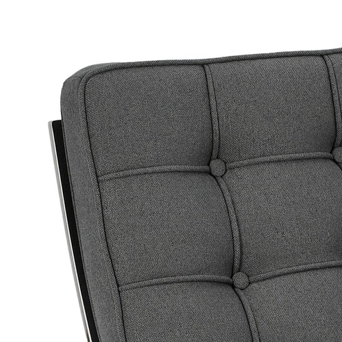 Fotel wypoczynkowy BA1 inspirowany Barcelona do salonu glamour tkanina antracyt chrom