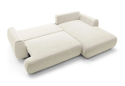 Narożnik z funkcją spania do salonu Ljung prawy nowoczesny beżowy z pojemnikiem Intesi