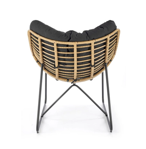 Fotel wypoczynkowy Vasari rattan na płozach boho do salonu czarno-naturalny technorattan