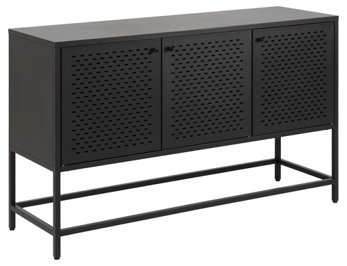 Komoda Newcastle II czarna industrialna metalowa na nóżkach 125 cm do salonu Actona