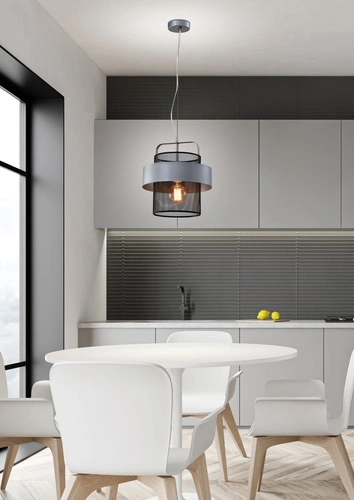 Lampa wisząca Fiba czarny 1x40W E27  klosz srebrno czarny