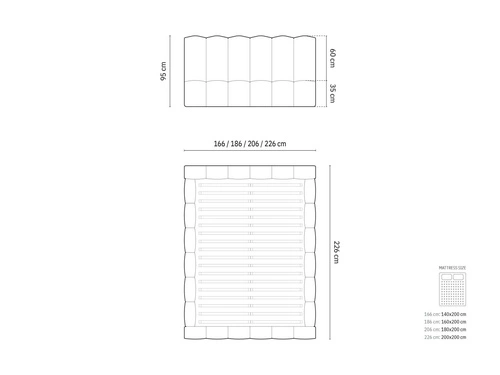 Łóżko tapicerowane Lupine szare 200x200 z pojemnikiem nowoczesne do sypialni