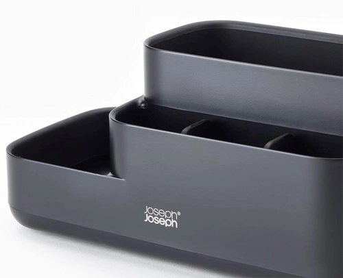Joseph Joseph EasyStore organizer na kosmetyki do łazienki czarny z przegródkami nowoczesny