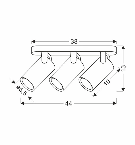 Lampa sufitowa Gary listwa czarny 3x15W GU10 klosz czarny