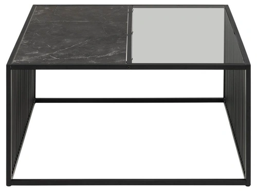 Stolik kawowy Strington 80x80 czarny szklany loftowy do salonu