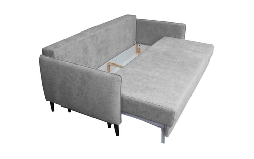 Sofa rozkładana Lika 3 osobowa z funkcją spania do salonu beżowa z pojemnikiem