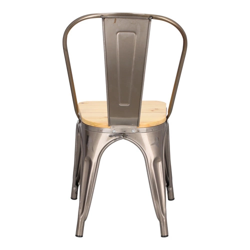 Krzesło metalowe Paris Wood D2.DESIGN do jadalni i kuchni industrialne z drewnianym siedziskiem