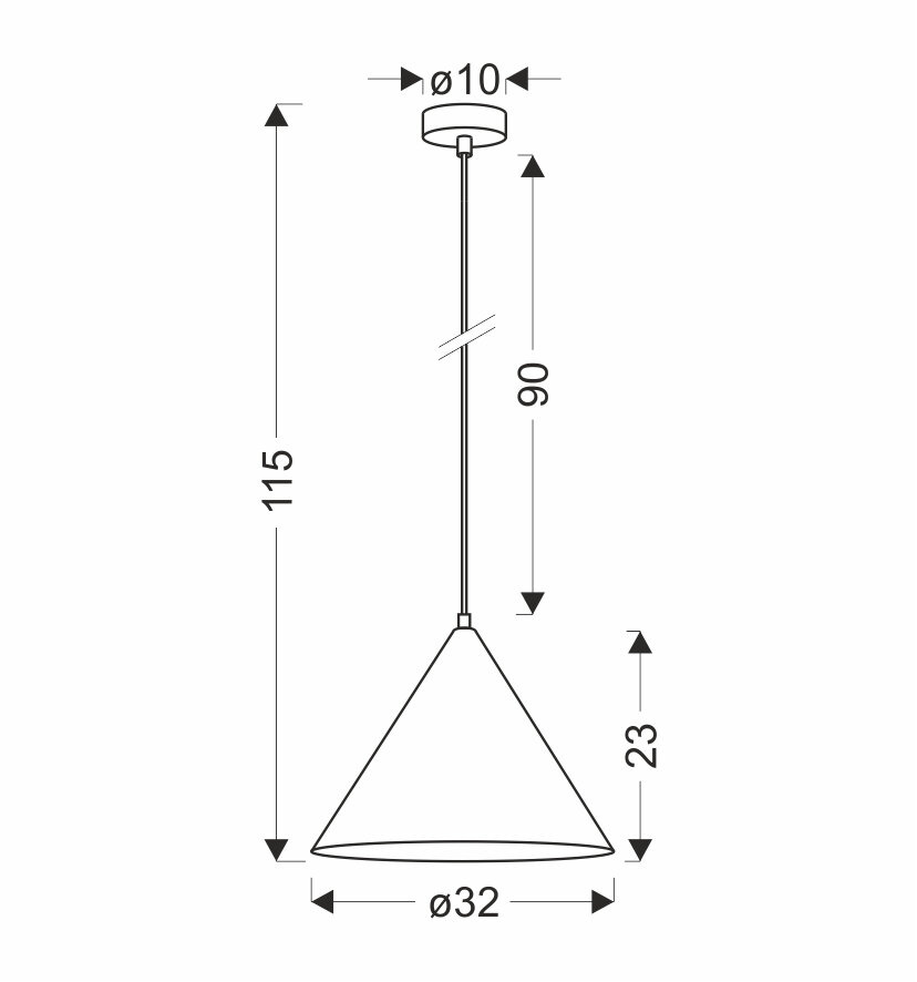 Lampa wisząca Dunca 32 czarny 1x40 E27 klosz ciemny orzechowy