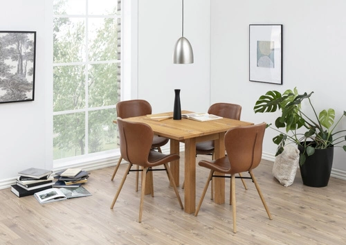 Stół rozkładany Kenley fornir dębowy naturalny do jadalni i salonu styl skandynawski 100x90 cm