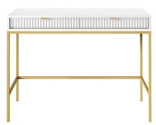 Toaletka Delicious biała z szufladami nowoczesna do sypialni na złotych nogach Intesi