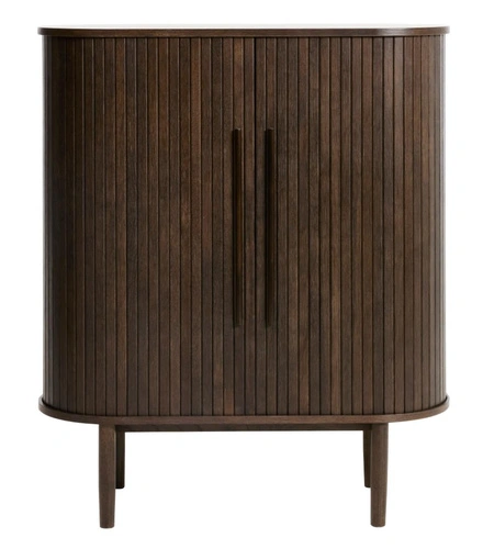 Komoda wysoka Meta 100 cm nowoczesna ryflowana dąb do salonu