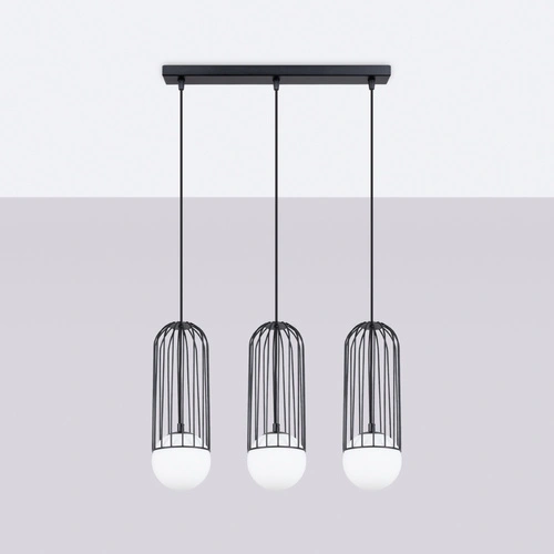 Lampa wisząca BRINA 3L czarna nowoczesna do salonu i jadalni potrójna nad stół
