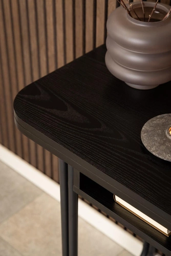 Stół rozkładany Darlington czarny industrialny do jadalni i salonu z półkami Actona 140 cm