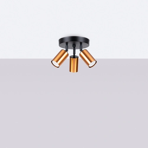 Plafon sufitowy WINX 3P czarny miedź nowoczesny stalowy do salonu i sypialni SOLLUX