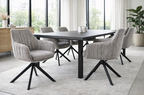 Krzesło Murray obrotowe do jadalni tapicerowane szare z podłokietnikami