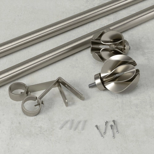 Karnisz pojedynczy Umbra Blossom srebrny regulowany nowoczesny do salonu i sypialni 107-305cm