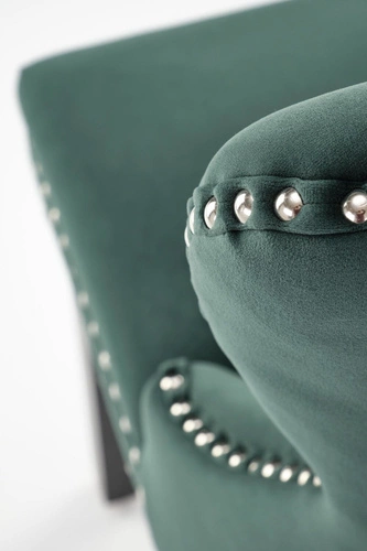 Krzesło tapicerowane welurowe Charlotte Intesi zielone do jadalni nowoczesne z drewnianymi nogami