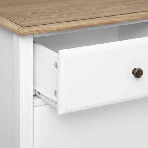 Komoda biała z szufladami Solen 88 cm skandynawska na nóżkach do sypialni Atmosphera