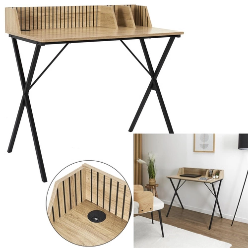 Biurko loftowe Klaus naturalne 90 cm nowoczesne do pracy i nauki Intesi