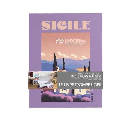 Pudełko ozdobne książka Sicile fioletowe dekoracyjne tekturowe do sypialni Intesi