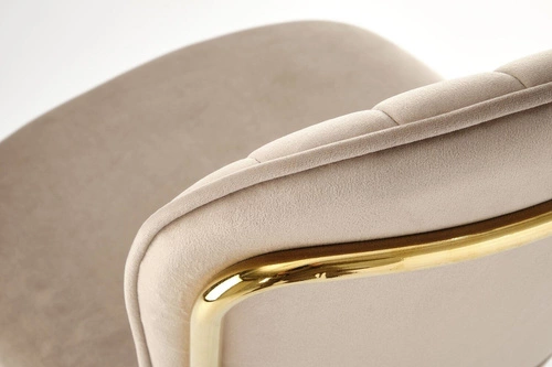 Krzesło tapicerowane welur Rachel beżowe do jadalni i salonu na złotych nogach Intesi