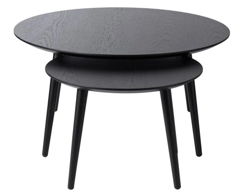 Zestaw 2 stolików kawowych Adda czarny dąb okrągły do salonu