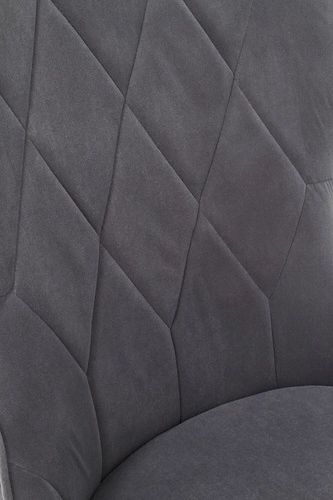 Krzesło tapicerowane Baron szare do jadalni i salonu glamour Intesi z wysokimi czarnymi nogami