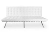 Sofa nierozkładana Ba inspirowana Barcelona 2 osobowa biała ekoskóra nowoczesna do salonu