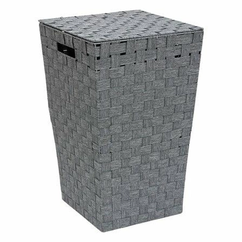 Kosz na pranie do łazienki Lise szary nowoczesny z pokrywą i uchwytami 5five simply smart