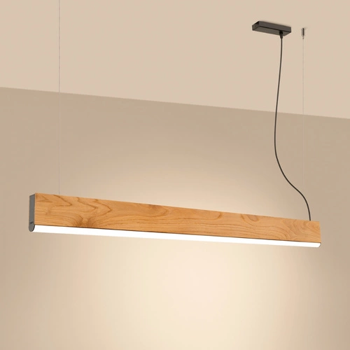 Lampa wisząca LED LYKKE 120 cm drewniana nowoczesna nad stół do jadalni i kuchni