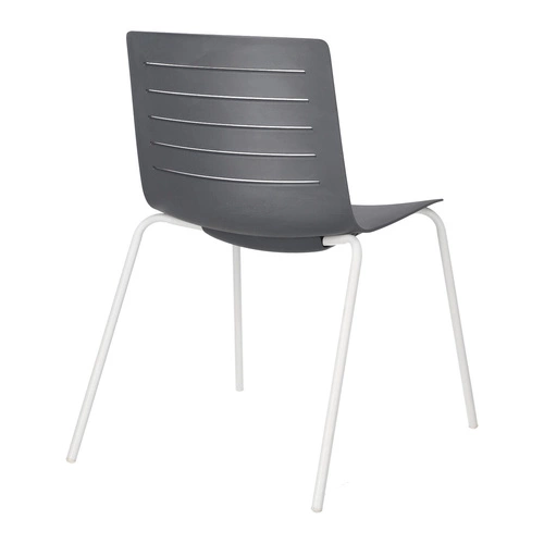 Krzesło Skin Resol nowoczesne szare do jadalni i kuchni sztaplowane z podłokietnikami