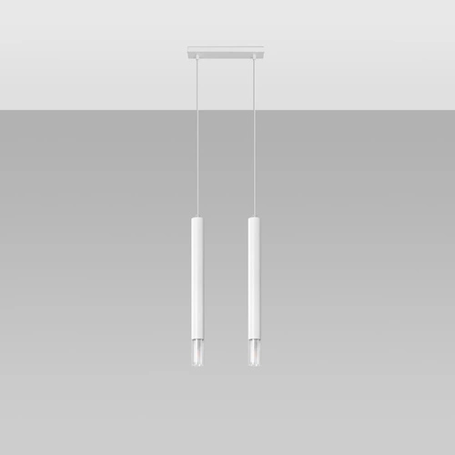 Lampa wisząca Wezyr 2 biała nowoczesna szklana do salonu kuchni lub nad wyspę