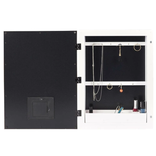 Szafka łazienkowa wisząca z lustrem LED Intesi biała nowoczesna 30 cm płytka