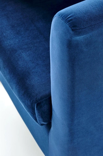 Fotel Calidris welurowy skandynawski do salonu z podłokietnikami granatowy