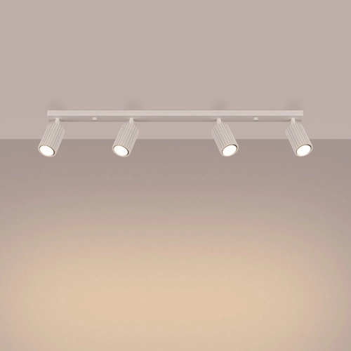 Plafon sufitowy KARBON 4L beżowy minimalistyczny aluminiowy do salonu z ruchomym kloszem