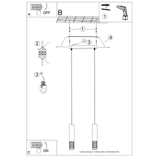 Lampa wisząca LAMI 2 biała nowoczesna metalowa do salonu, kuchni lub sypialni