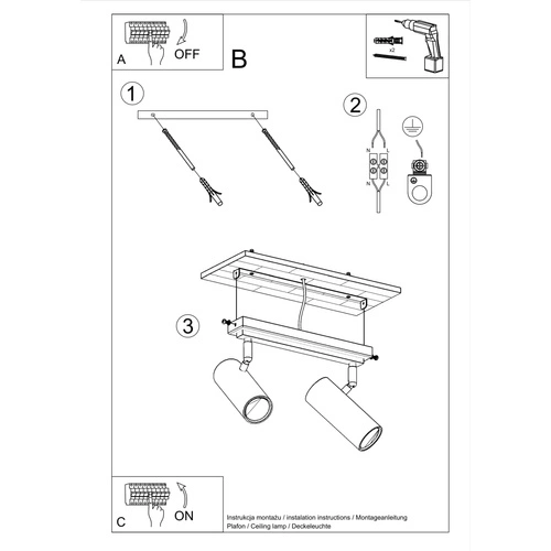 Plafon sufitowy DIREZIONE 2 biały nowoczesny metalowy do salonu kuchni lub sypialni