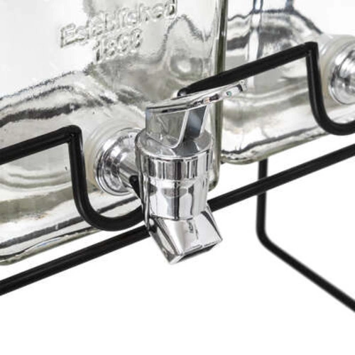 Zestaw 3 szklanych słojów do napojów 1,5l z kranikiem na metalowym stojaku 5five simply smart