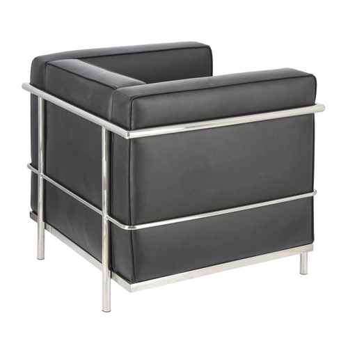 Fotel wypoczynkowy Kubik czarna skóra naturalna nowoczesny do salonu inspirowany LC2