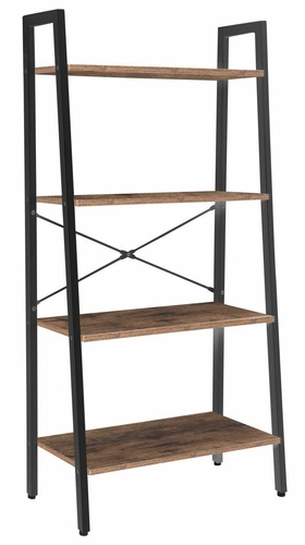 Regał na książki rustykalny Barclay brązowy metalowy do salonu i biura 130,5 cm Intesi