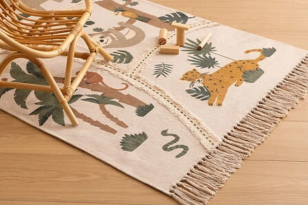 Dywan boho do pokoju dziecka Dżungla 100x150 cm bawełniany beżowy