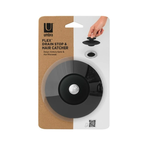 Korek do zlewu silikonowy Umbra Flex czarny uniwersalny do łazienki i kuchni 10 cm
