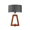 Lampka nocna Clio glamour z abażurem grafitowym i drewnianą podstawą mahoniową do sypialni