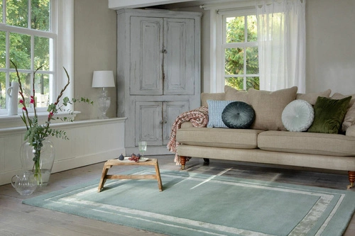 Dywan do salonu Redbrook miętowy 250x350 wełniany nowoczesny łatwy w czyszczeniu Laura Ashley