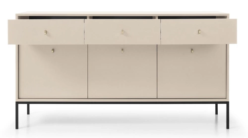 Komoda Evora nowoczesna beżowa z szufladami na wysokich nogach 154 cm do salonu Intesi