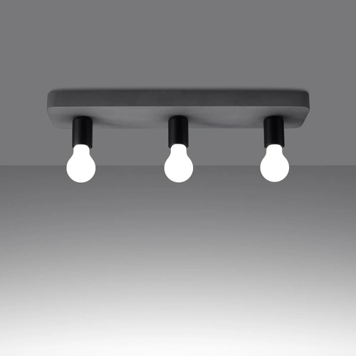 Plafon sufitowy betonowy TAVO 3 szary industrialny do salonu kuchni jadalni Sollux