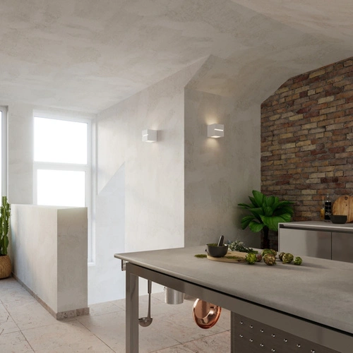 Kinkiet ścienny nowoczesny LEO LINE Sollux biały ceramiczny do salonu i sypialni 14x14 cm