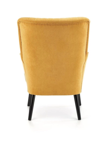 Fotel uszak Darli welur żółty do salonu nowoczesny z podłokietnikami Intesi glamour