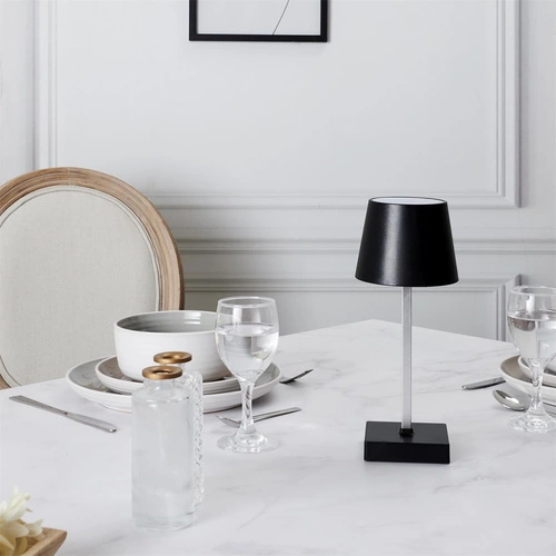 Lampka nocna LED Blanca czarna dotykowa bezprzewodowa do sypialni i na biurko Intesi