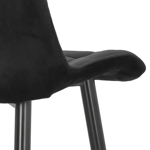 Krzesło tapicerowane welurowe PLAID czarne do jadalni i salonu na metalowych nogach Intesi